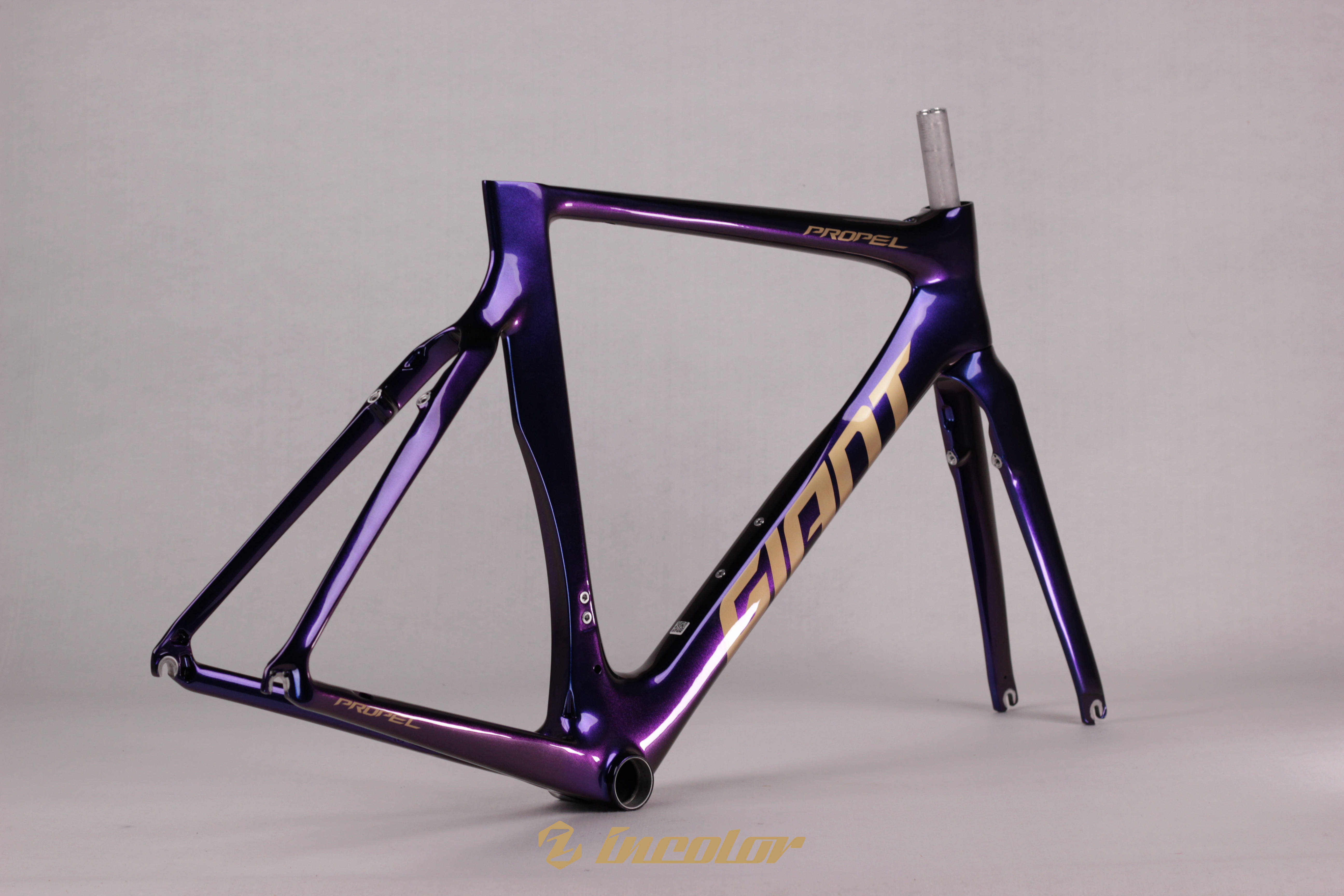 1630 giant propel adv2 整体亮面蓝紫变色龙 香槟金logo 左后叉脚碳